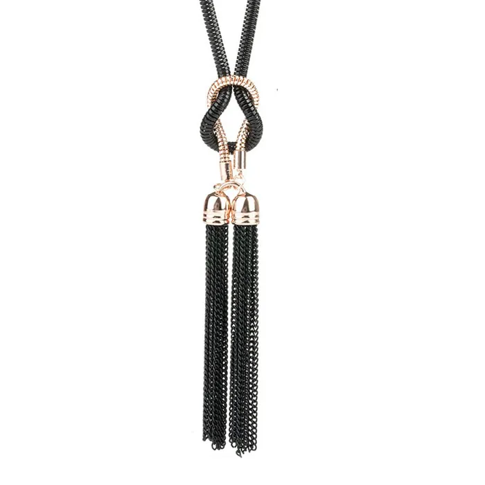 Rings Yellow Chimes Yellow Chimes Western Style Front Knot Statement Long Chain Pendant Necklace for Girls and Women