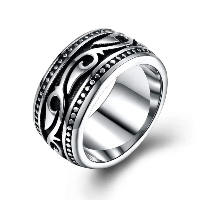 Yellow Chimes Yellow Chimes Heavy Band Silver Oxidized FingerThumb Stainless Steel Ring for Men and Boys Necklaces
