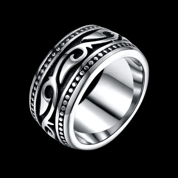 Yellow Chimes Yellow Chimes Heavy Band Silver Oxidized FingerThumb Stainless Steel Ring for Men and Boys Necklaces