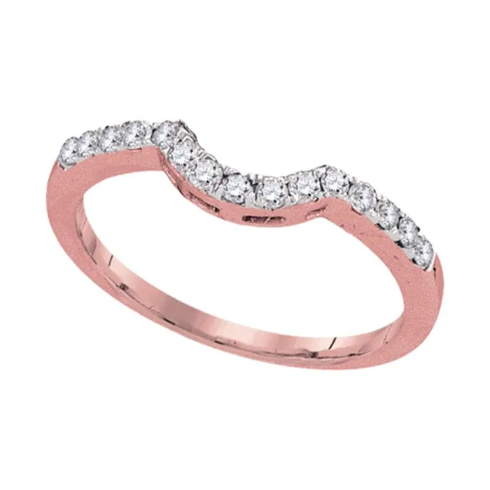 14kt Rose Gold Womens Round Diamond Contoured Wedding Enhancer Band Ring 14 Cttw mayamila Rings 14kt Rose Gold Womens Round Diamond Contoured Wedding Enhancer Band Ring 14 Cttw mayamila Rings