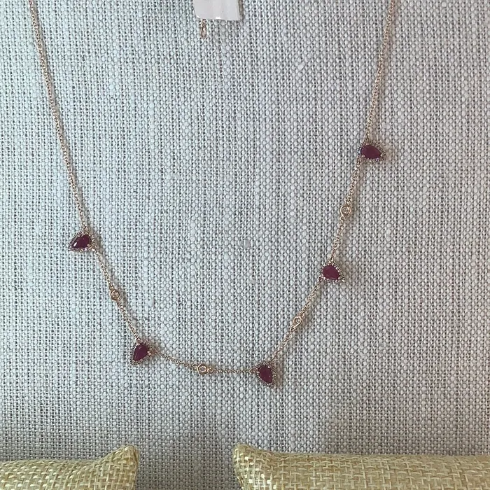 Andrea Groussman Necklaces rose gold diamond ruby necklace
