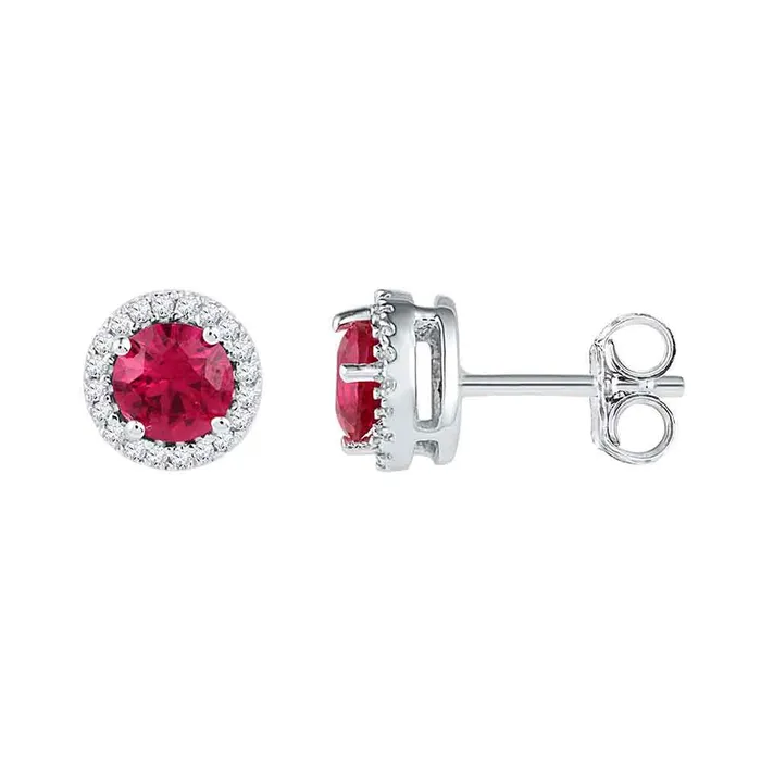 Earrings mayamila Sterling Silver Womens Round LabCreated Ruby Solitaire Stud Earrings 113 Cttw Earrings mayamila Sterling Silver Womens Round LabCreated Ruby Solitaire Stud Earrings 113 Cttw