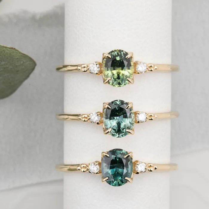 Envero Jewelry Rings Estel Ring 6x5mm 080ct Light Blue Green Oval Montana Sapphire 14K Yellow Gold Envero Jewelry Rings Estel Ring 6x5mm 080ct Light Blue Green Oval Montana Sapphire 14K Yellow Gold