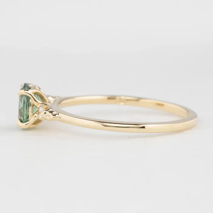Envero Jewelry Rings Estel Ring 6x5mm 080ct Light Blue Green Oval Montana Sapphire 14K Yellow Gold Envero Jewelry Rings Estel Ring 6x5mm 080ct Light Blue Green Oval Montana Sapphire 14K Yellow Gold