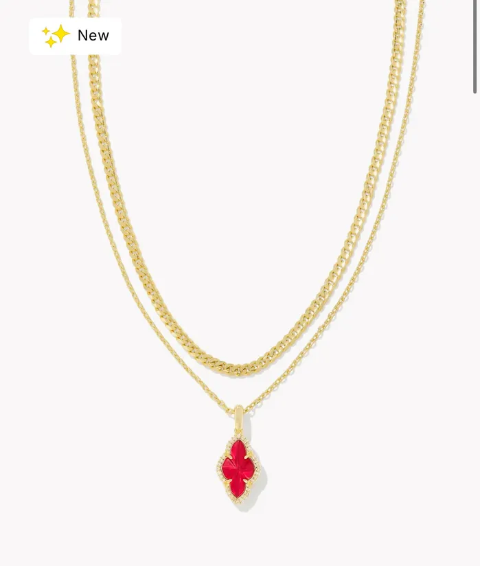KENDRA SCOTT KENDRA SCOTT Abbie Gold Pave Frame Multi Strand Necklace in Cranberry 9608877483 Necklaces