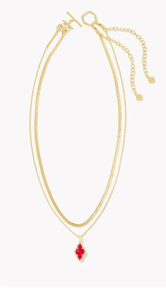 KENDRA SCOTT KENDRA SCOTT Abbie Gold Pave Frame Multi Strand Necklace in Cranberry 9608877483 Necklaces