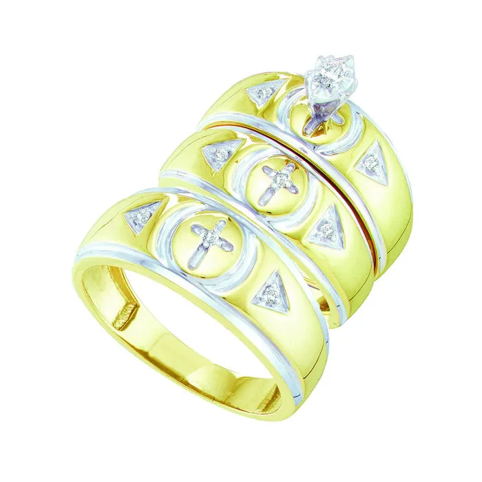 mayamila 10kt Yellow Gold His Hers Marquise Diamond Crosses Matching Bridal Wedding Ring Band Set 16 Cttw Rings mayamila 10kt Yellow Gold His Hers Marquise Diamond Crosses Matching Bridal Wedding Ring Band Set 16 Cttw Rings