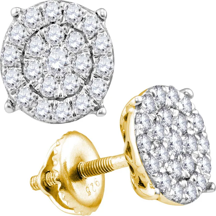 mayamila Earrings 10kt Yellow Gold Womens Round Diamond Concentric Circle Cluster Stud Earrings 200 Cttw mayamila Earrings 10kt Yellow Gold Womens Round Diamond Concentric Circle Cluster Stud Earrings 200 Cttw
