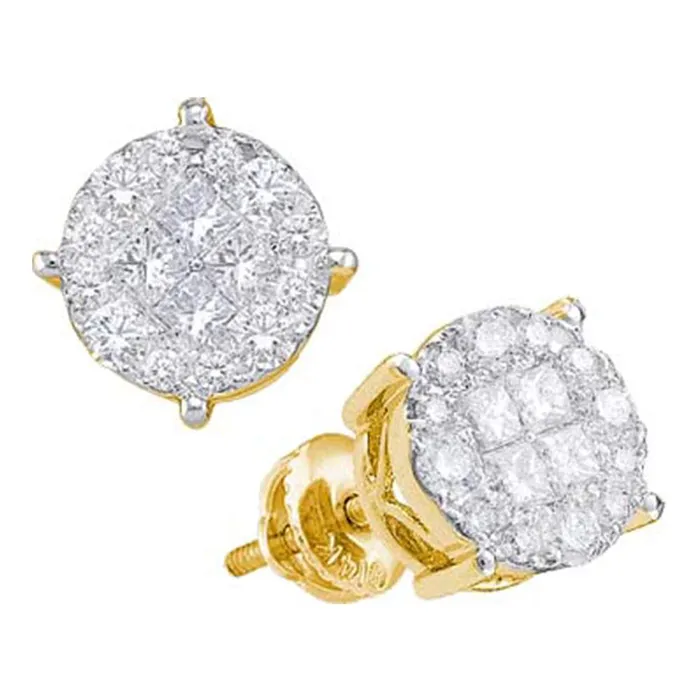mayamila Earrings 14kt Yellow Gold Womens Princess Round Diamond Soleil Cluster Earrings 112 Cttw mayamila Earrings 14kt Yellow Gold Womens Princess Round Diamond Soleil Cluster Earrings 112 Cttw