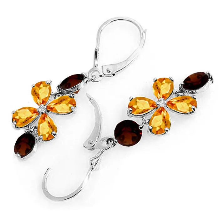 MayaMila Earrings 532 CTW 14K Solid White Gold Chandelier Earrings Citrine Garnet MayaMila Earrings 532 CTW 14K Solid White Gold Chandelier Earrings Citrine Garnet