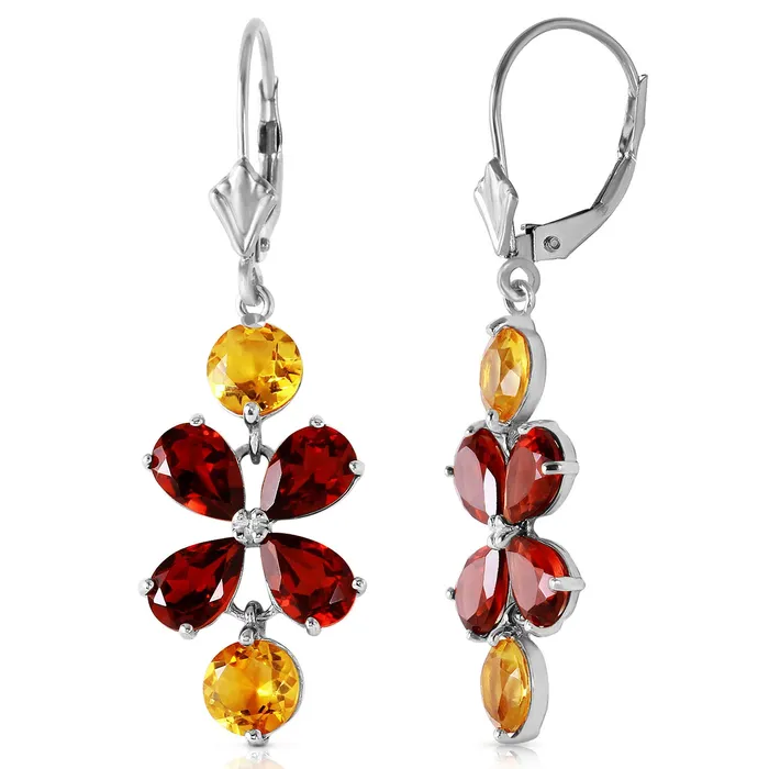 MayaMila Earrings 532 CTW 14K Solid White Gold Chandelier Earrings Citrine Garnet MayaMila Earrings 532 CTW 14K Solid White Gold Chandelier Earrings Citrine Garnet