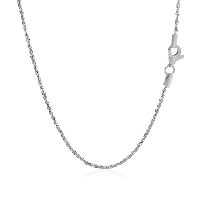 MayaMila Rings 10k White Gold Solid Diamond Cut Rope Chain 125mm