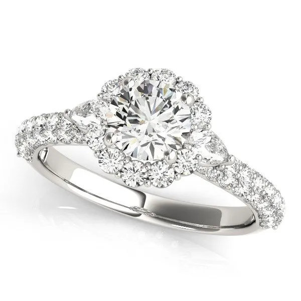 MayaMila Rings 14k White Gold Halo Round Diamond Engagement Pave Band Ring 2 cttw MayaMila Rings 14k White Gold Halo Round Diamond Engagement Pave Band Ring 2 cttw