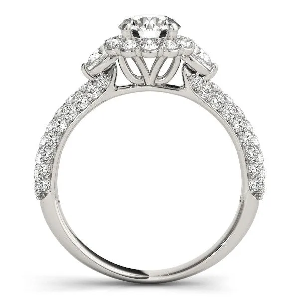 MayaMila Rings 14k White Gold Halo Round Diamond Engagement Pave Band Ring 2 cttw
