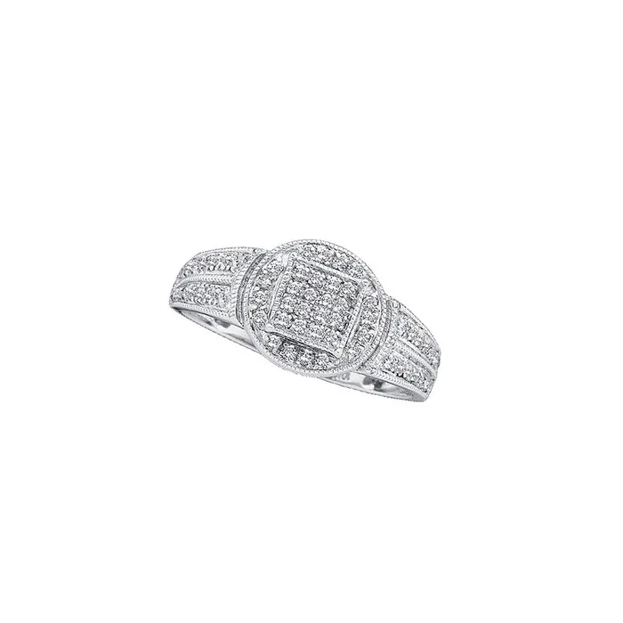mayamila Rings 14kt White Gold Womens Round Diamond Circle Frame Cluster Ring 15 Cttw mayamila Rings 14kt White Gold Womens Round Diamond Circle Frame Cluster Ring 15 Cttw