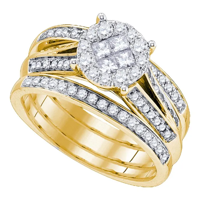 mayamila Rings 14kt Yellow Gold Womens Princess Diamond Soleil 3Piece Bridal Wedding Engagement Ring Band Set 100 Cttw mayamila Rings 14kt Yellow Gold Womens Princess Diamond Soleil 3Piece Bridal Wedding Engagement Ring Band Set 100 Cttw
