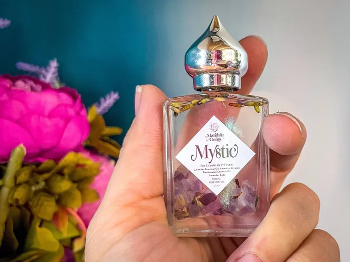 Necklaces Mandala Gems MYSTIC Lavender Perfume Oil Stocking Stuffer with Amethyst