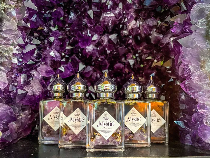 Necklaces Mandala Gems MYSTIC Lavender Perfume Oil Stocking Stuffer with Amethyst