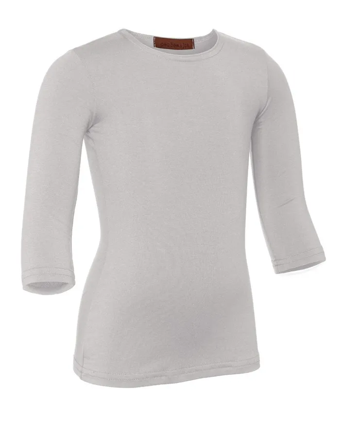 Pea Bee Jae Necklaces PBJ Girls Cotton 34 Sleeve Shell Light Gray