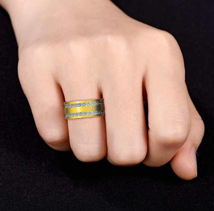 Princess Cut Gender Neutral Silver And Golden Tone Wedding Band Shineofidamond Rings Princess Cut Gender Neutral Silver And Golden Tone Wedding Band Shineofidamond Rings