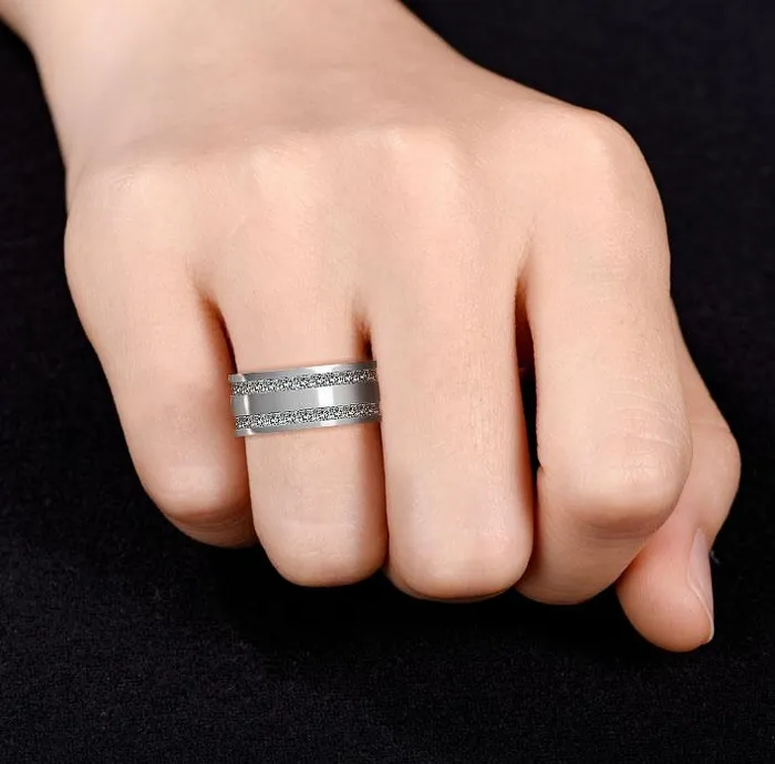Princess Cut Gender Neutral Silver And Golden Tone Wedding Band Shineofidamond Rings Princess Cut Gender Neutral Silver And Golden Tone Wedding Band Shineofidamond Rings