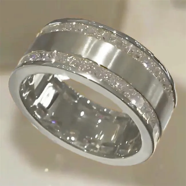 Princess Cut Gender Neutral Silver And Golden Tone Wedding Band Shineofidamond Rings Princess Cut Gender Neutral Silver And Golden Tone Wedding Band Shineofidamond Rings