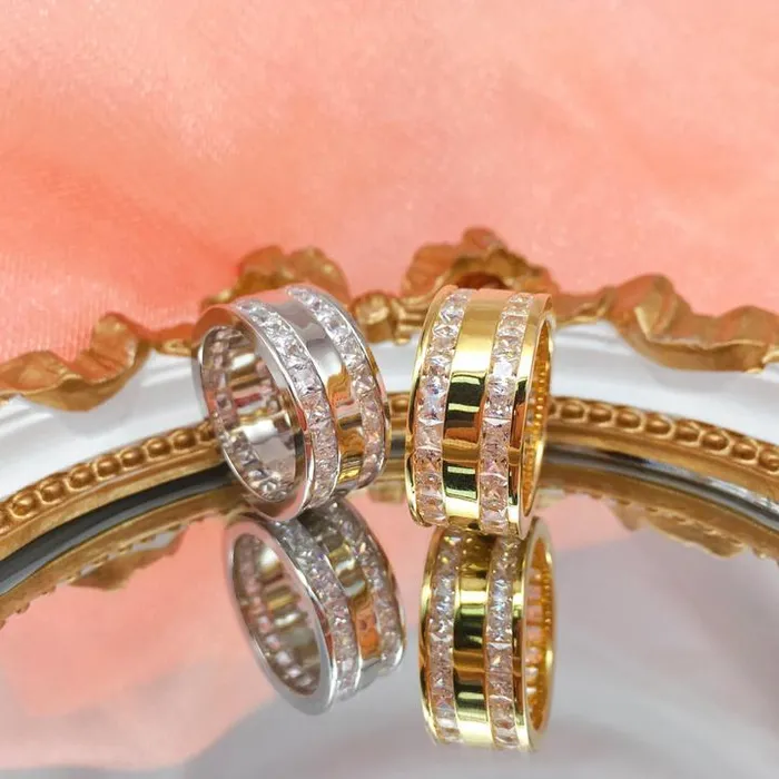 Princess Cut Gender Neutral Silver And Golden Tone Wedding Band Shineofidamond Rings Princess Cut Gender Neutral Silver And Golden Tone Wedding Band Shineofidamond Rings