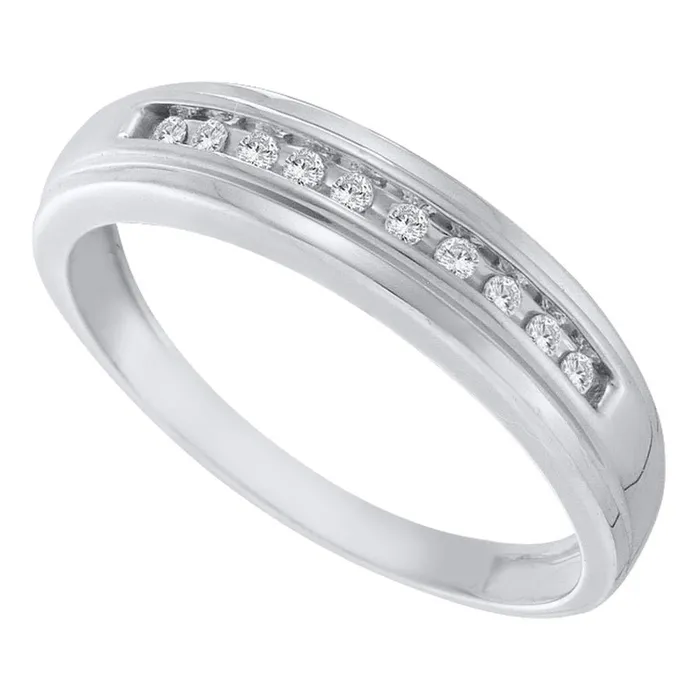 Rings 10kt White Gold Mens Round Channelset Diamond Single Row Wedding Band 18 Cttw mayamila Rings 10kt White Gold Mens Round Channelset Diamond Single Row Wedding Band 18 Cttw mayamila