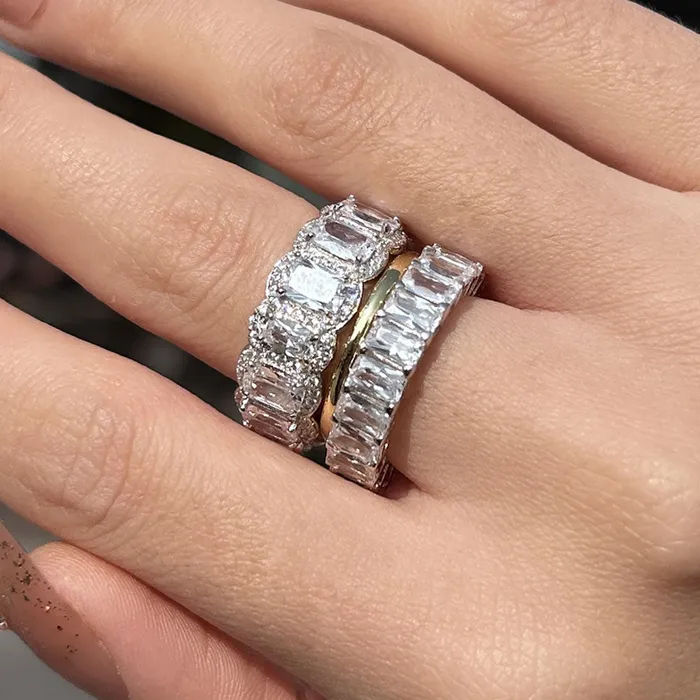 shineofdiamond Gorgeous 3PCS Wedding Band Set In Sterling Silver Rings