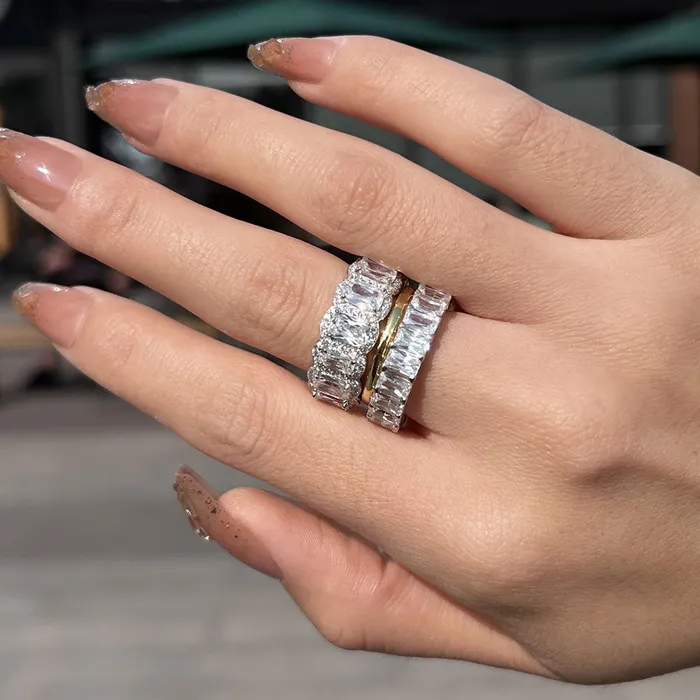 shineofdiamond Gorgeous 3PCS Wedding Band Set In Sterling Silver Rings