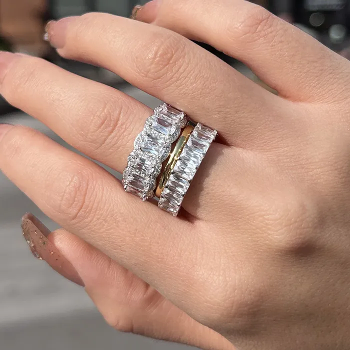 shineofdiamond Gorgeous 3PCS Wedding Band Set In Sterling Silver Rings