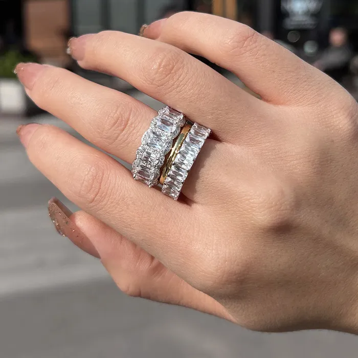 shineofdiamond Gorgeous 3PCS Wedding Band Set In Sterling Silver Rings