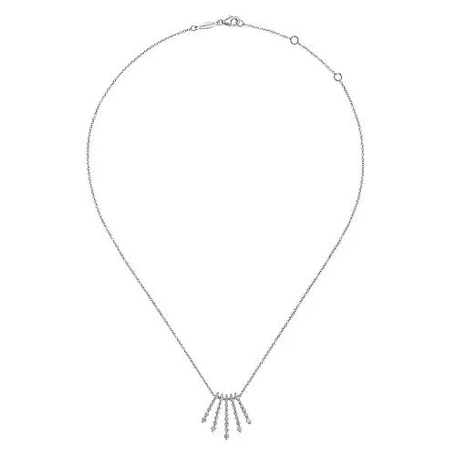 14K White Gold Graduating Diamond Bar Fan Necklace GABRIEL CO Necklaces 14K White Gold Graduating Diamond Bar Fan Necklace GABRIEL CO Necklaces