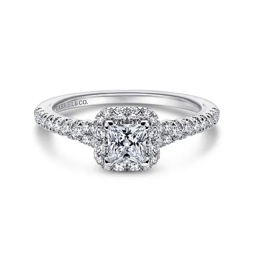14K White Gold Princess Halo Complete Diamond Engagement Ring GABRIEL CO Rings 14K White Gold Princess Halo Complete Diamond Engagement Ring GABRIEL CO Rings