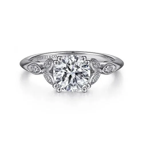 Celia 14K White Gold Round Diamond Engagement Ring setting only GABRIEL CO Rings Celia 14K White Gold Round Diamond Engagement Ring setting only GABRIEL CO Rings