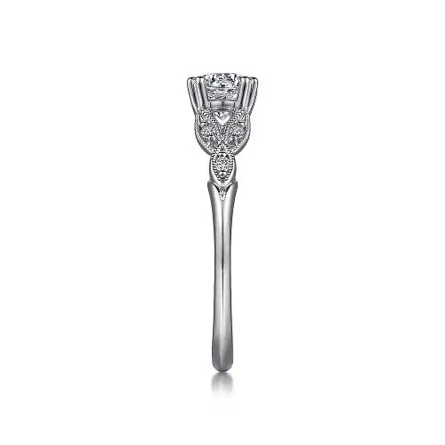 Celia 14K White Gold Round Diamond Engagement Ring setting only GABRIEL CO Rings