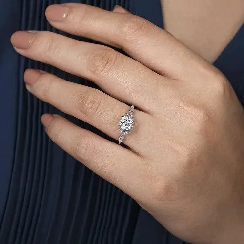 Celia 14K White Gold Round Diamond Engagement Ring setting only GABRIEL CO Rings