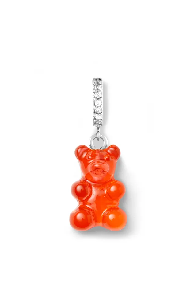 Crystal Haze Jewelry Earrings Nostalgia Bear Hoop Silver plated Jelly Red