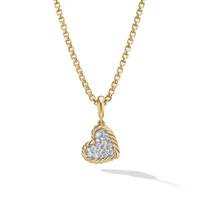 David Yurman Necklaces DY Elements Heart Pendant in 18K Yellow Gold with Diamonds 126mm