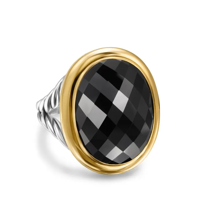 David Yurman Rings Albion Oval Ring in Sterling Silver with 18K Yellow Gold and Black Onyx 21mm David Yurman Rings Albion Oval Ring in Sterling Silver with 18K Yellow Gold and Black Onyx 21mm
