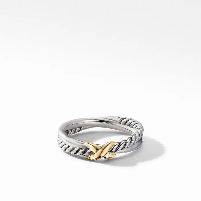 David Yurman Rings Petite X Ring in Sterling Silver with 18K Yellow Gold 4mm David Yurman Rings Petite X Ring in Sterling Silver with 18K Yellow Gold 4mm