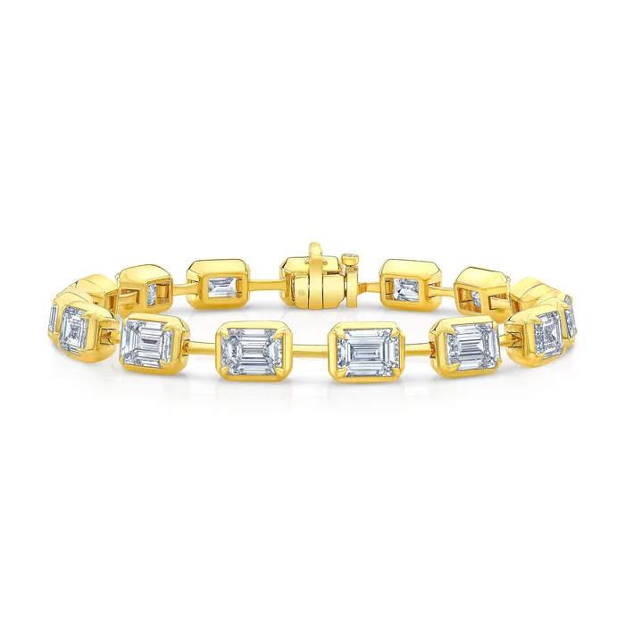 EmeraldCut Diamond Bar Bracelet in 18kt Yellow Gold RAHAMINOV DIAMONDS INC Bracelets EmeraldCut Diamond Bar Bracelet in 18kt Yellow Gold RAHAMINOV DIAMONDS INC Bracelets