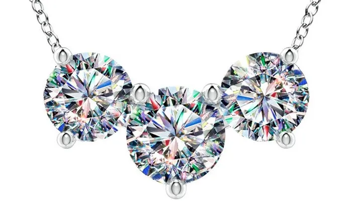 FACETS OF FIRE Necklaces 14KWG 075CTW FOF DIA 3STONE NECKLACE