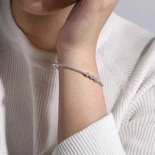 GABRIEL CO 14K White Gold Bujukan Bead and Hexagon 013cttw Cluster Diamond Bangle Bracelets GABRIEL CO 14K White Gold Bujukan Bead and Hexagon 013cttw Cluster Diamond Bangle Bracelets