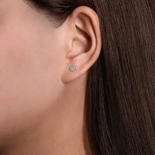 GABRIEL CO 14K White Gold Diamond Halo Stud Earrings Earrings