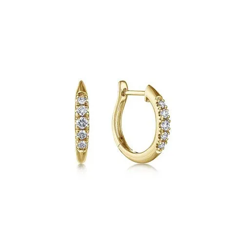 GABRIEL CO 14K Yellow Gold Classic Round 15mm Diamond Huggie Earrings Earrings