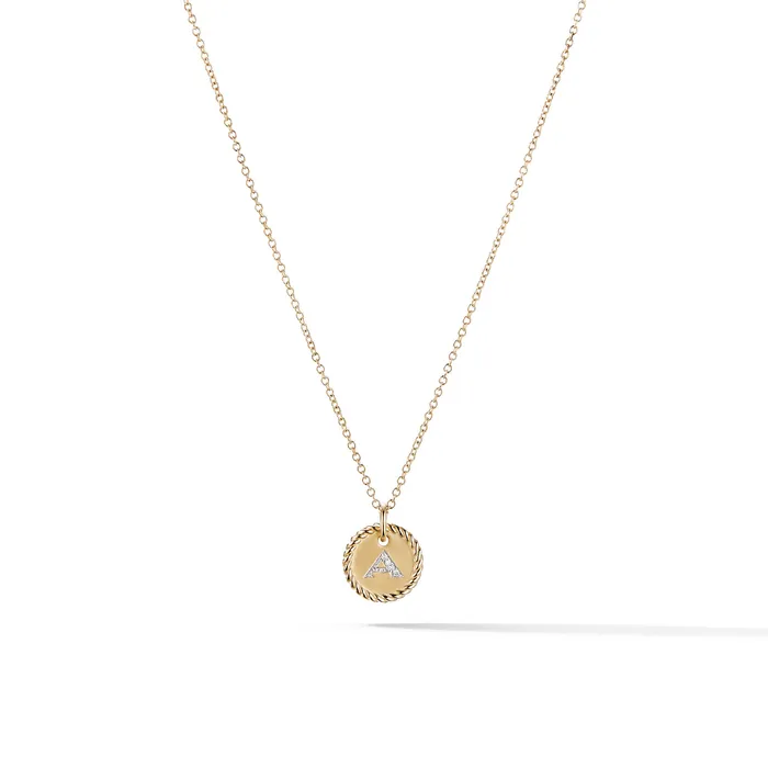 Initial Charm Necklace in 18K Yellow Gold with Diamond A David Yurman Necklaces