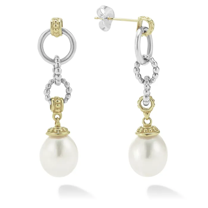 LAGOS Earrings Luna TwoTone Pearl Circle Drop Earrings