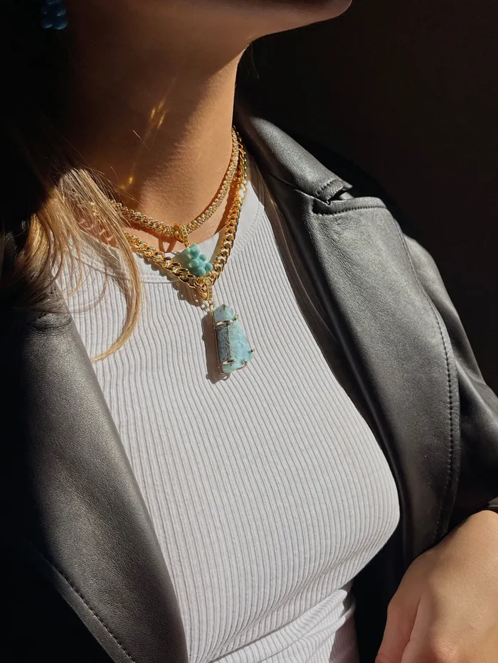 Larimar Pave connector Crystal Haze Jewelry Earrings