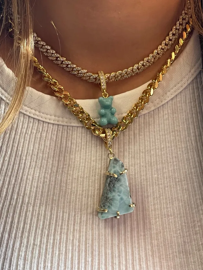 Larimar Pave connector Crystal Haze Jewelry Earrings